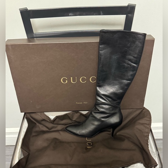 Gucci Black Leather High Boots - Picture 1 of 12